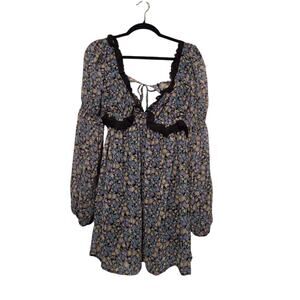 Free People NWT Women Pennie Floral Babydoll Dress XS Peasant Fairy Boho Cottage